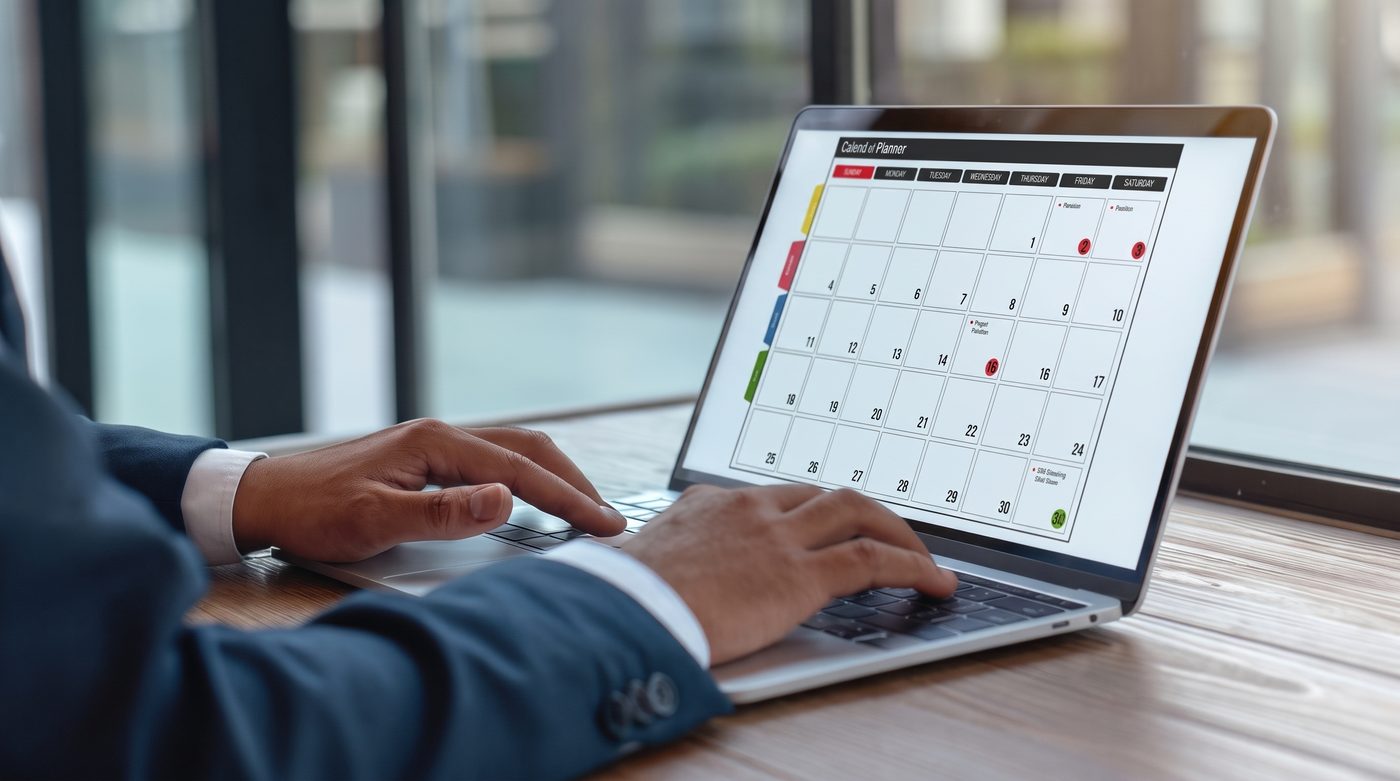 Professional scheduling a client meeting