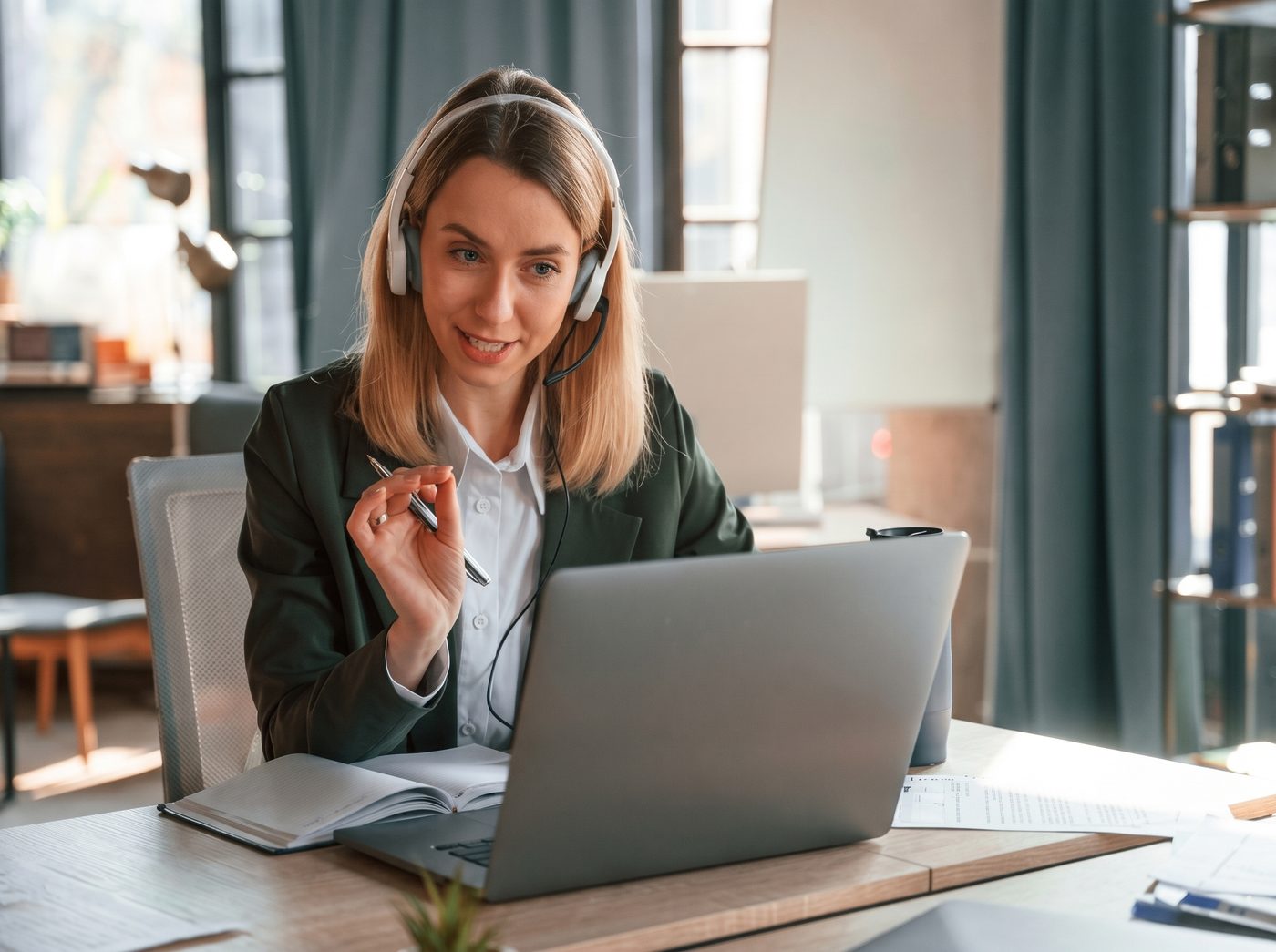 Customer service representative assisting a client