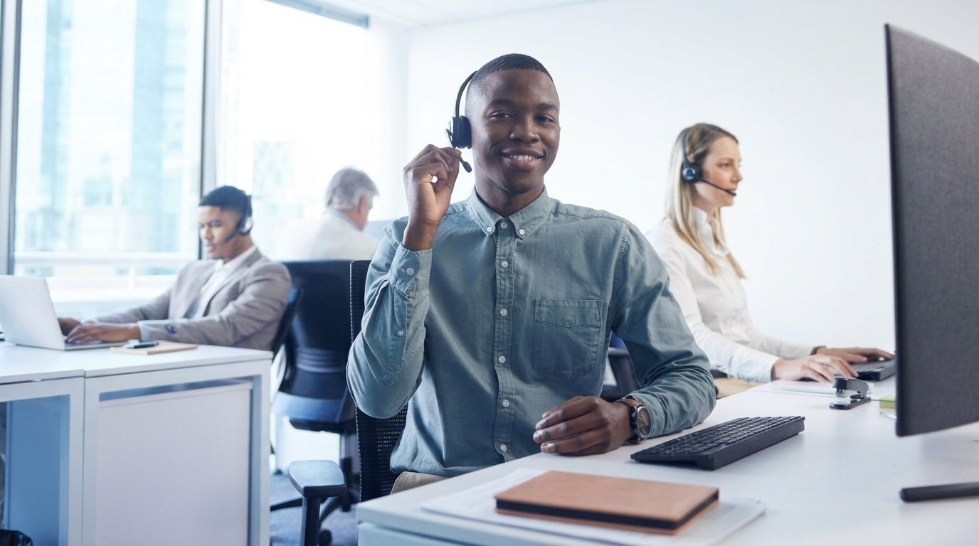 Professional on a client call